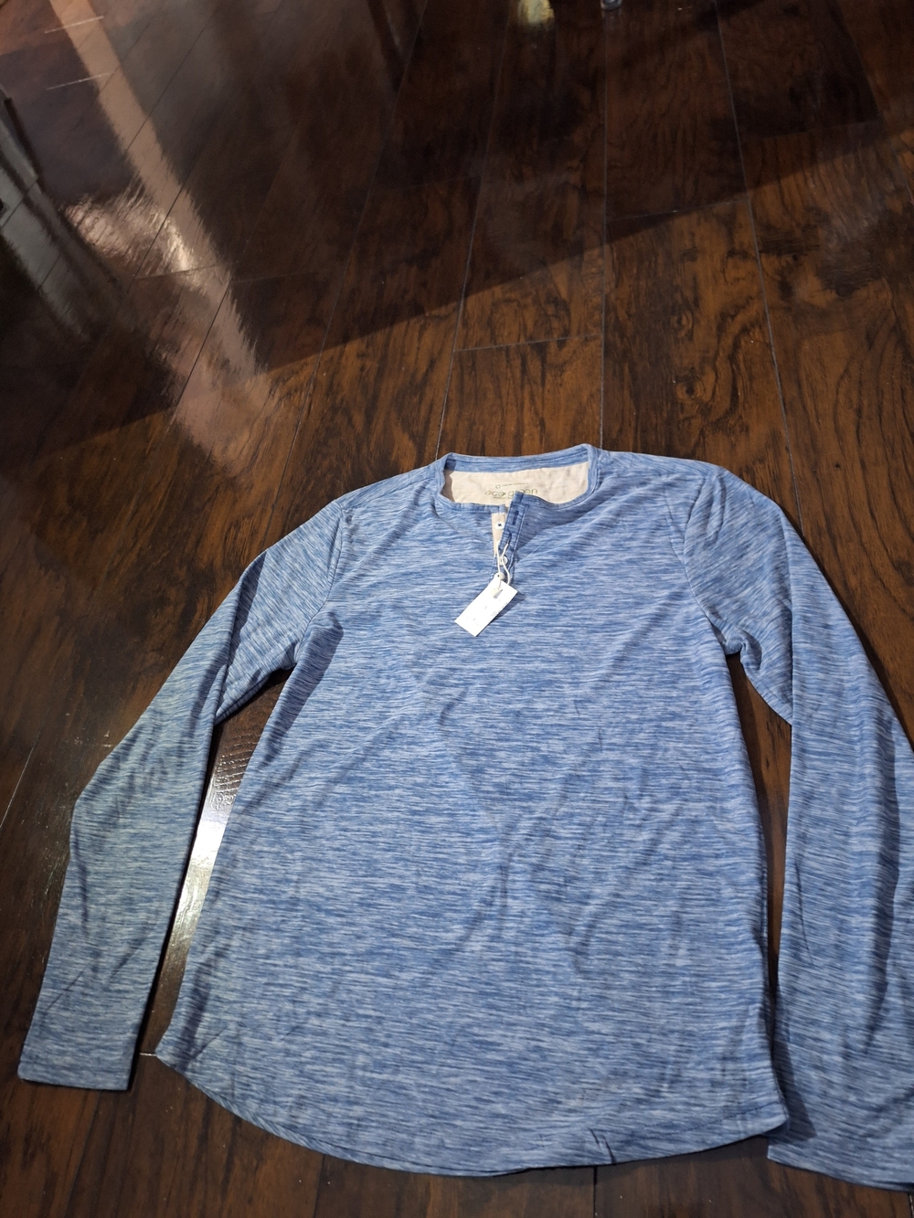 Eco Green Apparel Men's Long Sleeve Heathered Crewneck Shirt - Blue